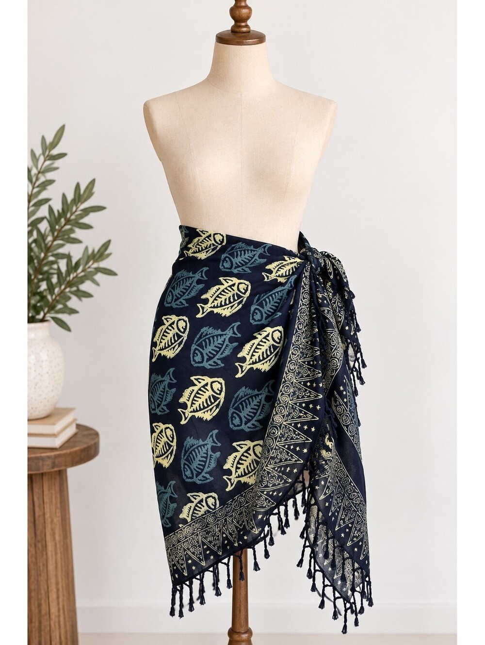Navy fish swim coverup scarf beach pool cruise swim